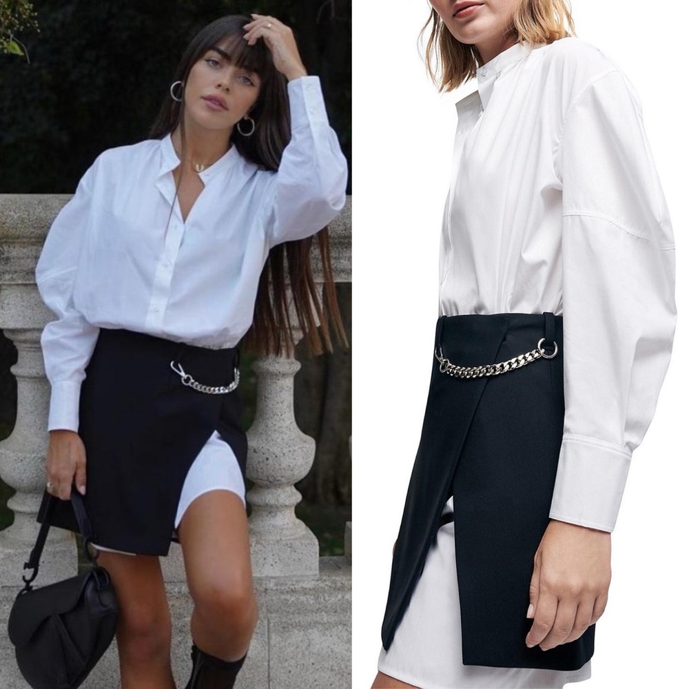 Maje Trompe L'oeil Crepe & Poplin Mini Dress White & Black 34/0/XS